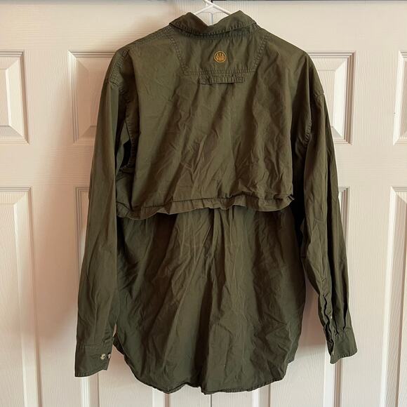 Beretta Men's Olive Green Long Sleeve Button Up Hunting Shooting Shirt Size XL - Picture 2 of 8